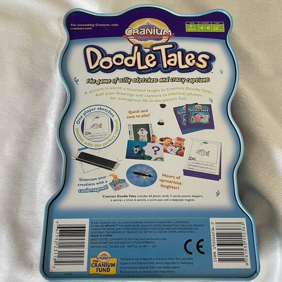 DOODLETALES Cranium Metal Tin Game‎ 8 To Adult Drawing Funny - Picture 2 of 2